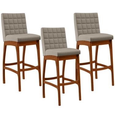 Imagem de Kit 03 Banquetas Altas Para Cozinha B04 Bege