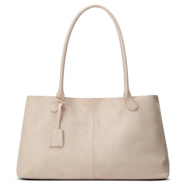 Imagem de Bolsas Hobo de camurça despojadas femininas modernas bolsas transversais crescentes bolsa de ombro axilas bolsa de ombro viagem faculdade trabalho bolsa de mão 2025, Bege branco, One Size, J-m