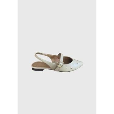 Imagem de Sapatilha Bico Fino Taxas Douradas Bege Anacapri-Feminino