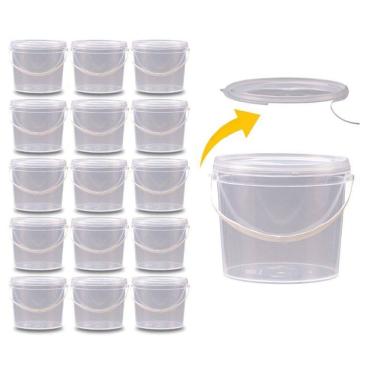 Imagem de Balde Transparente 2.2L Para Alcool Gel - Kit 15 Pçs