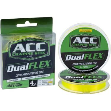 Imagem de ACC Crappie Stix Linha de pesca de monofilamento de copolímero DUALFlex 1.8 kg 300yd Hi-Vis Chartreuse
