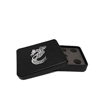 Imagem de Estojo de armazenamento e exibição de dados de couro Lite – perfeito para plástico, metal, pedra ou dados de madeira (dragão de nó celta prateado)