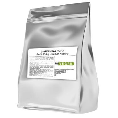 Imagem de WVegan L-Arginina Pura em Pó, Suplemento Vegano, 500g Refil, Sabor Neutro, 3g por Porção, para Adultos Acima de 19 Anos, Arginina