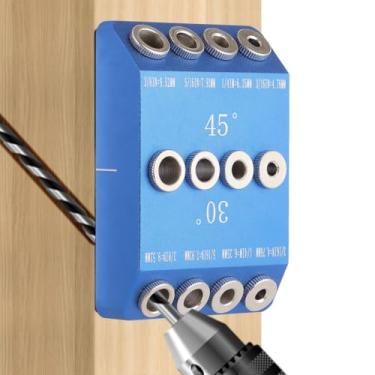 Imagem de Guia de perfuração para corrimão de escadas, corrimão de cabo, deck, poste de madeira, gabarito de guia de broca para furos angulares, guia de broca angular para trilhos de cabos, guia de broca de