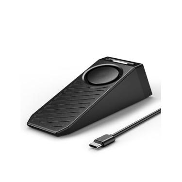 Imagem de TECKNET Alarme de batente de porta, batente de porta com alarme de segurança de 130 dB, sirene de batente de cunha de porta recarregável com base de silicone antiderrapante adequada para parte