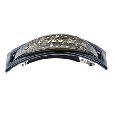 Imagem de barenx Presilhas femininas vintage de acetato francês 9,5 cm de alfinetes de cabelo grandes - Preto