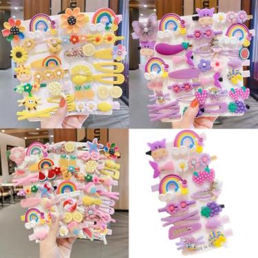 Imagem de 14 peças de grampos de cabelo de flores fofas, acessórios de cabelo modernos para meninas, acessórios de cabelo temáticos de doces com flores, pinos de pressão antiderrapantes para meninas (estilos