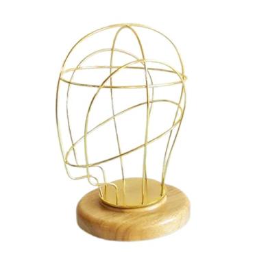 Imagem de barenx Visor de cabeça de manequim de metal oco de 53 cm - Dourado 01