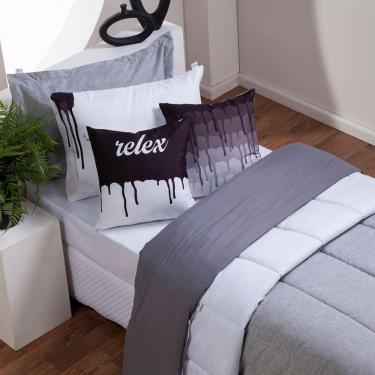 Imagem de Kit 5 Pçs Edredom Solteiro Colorful Linho E Hipercal 400 Fios Cinza