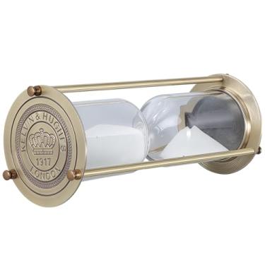 Imagem de Relógio de areia de vidro retrô decorativo, ampulheta de metal vintage temporizador de 60 minutos, base de metal dourado, estudo de escritório e decoração elegante para casa