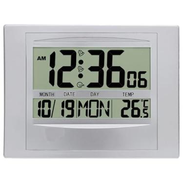 Imagem de Material Abs, Relógio de Parede Digital Silencioso Moderno, Prateado, Relógio Externo, Várias Funcionalidades, Visor Transparente, para Salas de Estar e Quartos