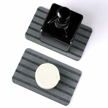 Imagem de Bandeja de sabão de cozinha – saboneteira de pedra para banheiro, bandeja de pedra absorvente de água para pia, porta-copos de diatomita natural para decoração de bancada (2 retângulos, cinza)