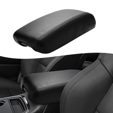 Imagem de Tampa de console central automotivo, capa de reposição para apoio de braço de microfibra de couro de vinil para Jeep Grand Cherokee 2011-2019, acessórios internos de couro de estofado para carro - preto