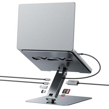 Imagem de BENFEI Suporte para laptop com estação de ancoragem USB C 7 em 1, HDMI 4K a 60 Hz, 1 SD 1 micro SD, entrega de energia de 100 W, 10 Gbps, 1 USB C 3.2 e 2 USB A 3.2, compatível com MacBook Pro/Air