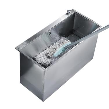 Imagem de TRGCJGH Bacia de serviço de esfregão de aço inoxidável, pia de esfregão de montagem no chão, lavatório de lavanderia, banheira utilitária para restaurante, negócios, garagens, porões (47 cm/18,5 pol.)