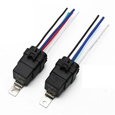 Imagem de Relé automotivo automotivo selado à prova d'água integrado com fio DC12V 40A 5 pinos 4pin auto relé + suporte com fios de 105 mm de comprimento (5 pinos)