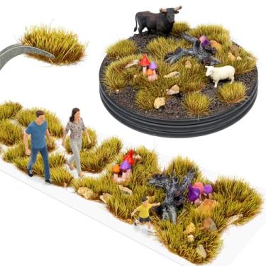 Imagem de Warmtree 1 caixa de tufos de grama estática e arbustos de planície paisagem DIY em miniatura 3D galhos de árvores e cogumelos para paisagem de trem, cenário de layout militar, modelo de guerra terreno