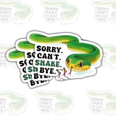Imagem de 3 adesivos Sorry Can't Snake Bye, decalques engraçados de vinil com citação de répteis para laptop, caderno, diário, garrafa de água, carro, presente para adolescentes, estudantes, fãs de cobras, vida