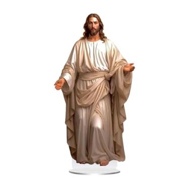 Imagem de XLWLLNJ Decoração de Natal 2D com Suporte, Enfeite de Mesa para Decoração de Festas, Peça Decorativa para Mesa ou Centro de, 20cm Masculino