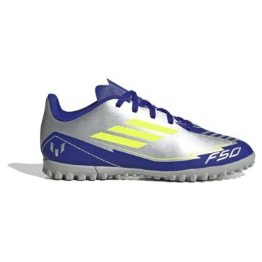 Imagem de Chuteira Society Adidas F50 Club Messi Infantil Silver Met/Solar Yellow/Lucid Blue IH0923 36