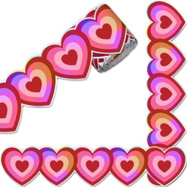 Imagem de 500pcs Valentine's Day Stickers Roll Pink Red Hearts Decor Laser Waterproof Self-Adhesive Sticker Decals Romantic Kids Stickers for Valentine Party Supplies Student Reward Gift