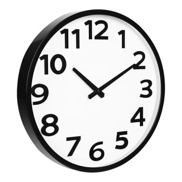 Imagem de Fomaris Relógio de parede 40,6 cm silencioso sem tique-taque grandes relógios modernos bateria operado para cozinha casa escritório preto
