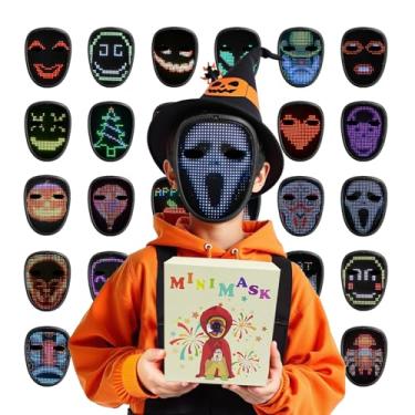 Imagem de Zonasyrn Máscara de LED com sensor de gestos – exibição de 70 padrões – fantasia infantil de Halloween, Natal, cosplay