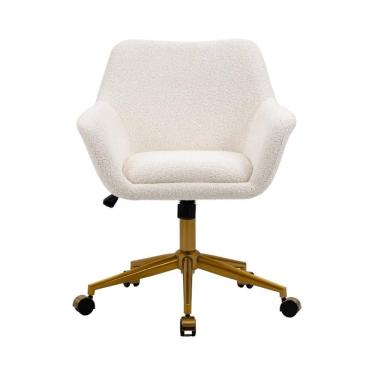 Imagem de Cadeira Poltrona Giratória Pelegrin PEL-2001 Dourada e Branca