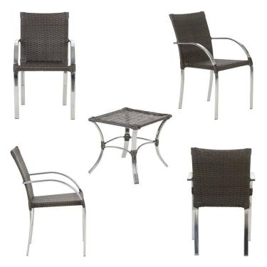 Imagem de Jogo de 4 Cadeiras com Mesa de Centro Ascoli Marrom