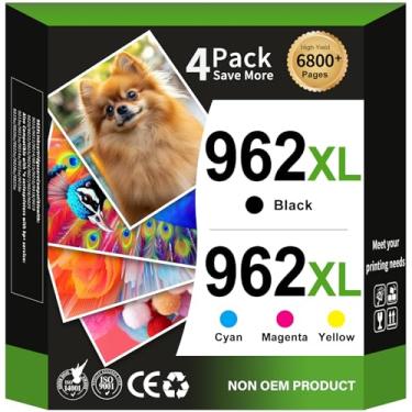 Imagem de EaseFusion Pacote combo de cartuchos de tinta 962XL de substituição para HP 962XL HP 962, compatível com impressoras HP Officejet Pro 9015e 9010 9025e 9010e 9012 9015 9018 9020 (pacote com 4, BK, CMY)
