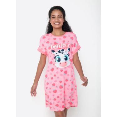 Imagem de Camisola Manga Curta Viscolycra Feminino Vaca Romântica - Puket, M