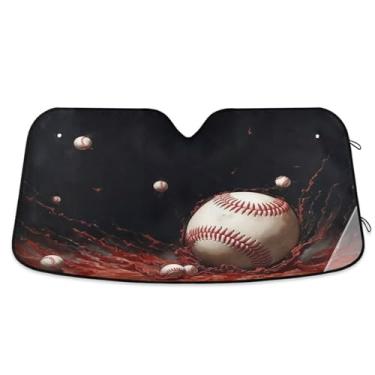 Imagem de ATTX Para-brisa de carro padrão de beisebol 139.7 cm x 70.1 cm escudo solar universal com proteção UV, persiana de janela frontal automática dobrável para caminhões Sedans SUVs #707