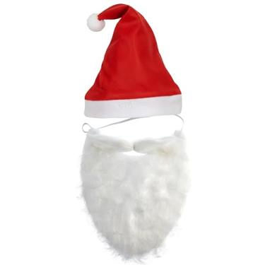 Imagem de M B DREAMELLE Set of 2 Santa Hat and Beard Set, Soft Red Christmas Hat with White Beard for Holiday Party, Xmas, New Year Party Costume Accessories