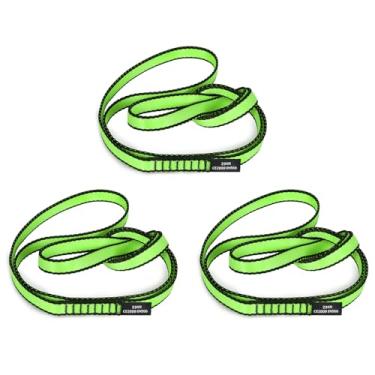 Imagem de VFKENA Correia de nylon para escalada de 18 mm 23KN CE2008/EN566 tiras fortes para escalada, montanhismo, rapel, balanço, rede de ioga, etc. (verde, 90 cm / 35 polegadas | Pacote com 3)