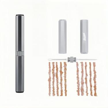 Imagem de Kit de reparo de pneu sem câmara com plugues, kit de plugue de pneu preto, ferramentas portáteis de bicicleta, kit de reparo de pneu furado/perfuração, kit de reparo de emergência de pneu sem câmara