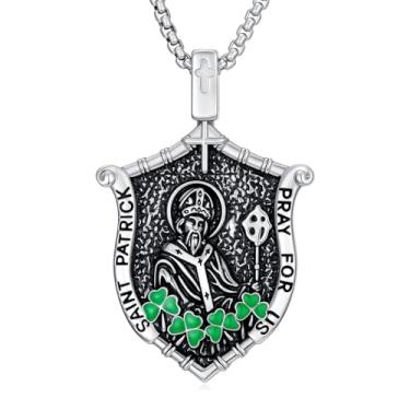 Imagem de IMZM Colar de São Patrício para homens e mulheres, pingente de São Patrício, aniversário, presentes católicos para irmão, filho, pai, marido, namorado, ele