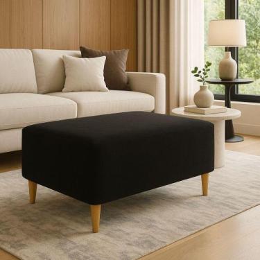 Imagem de Puff Bela Manu Decor Madri Pés Palito Tecido Sued Preto