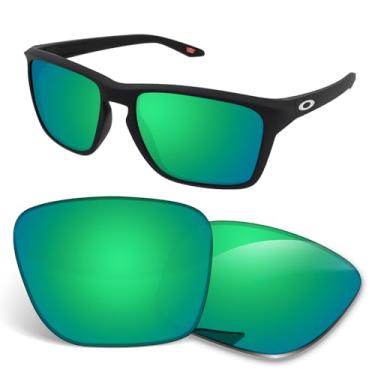 Imagem de Biyxpiv Lentes de substituição de 1,5 mm compatíveis com óculos de sol Oakley Sylas XL OO9448 60 mm, antiarranhões e resistentes a impactos, Verde espelhado