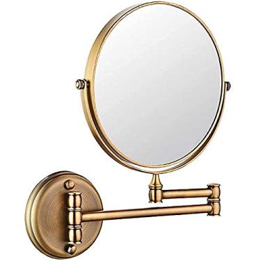 Imagem de Espelho de banheiro montado na parede espelho de maquiagem de 20 cm espelho giratório de dois lados para parede extensível dobrável banheiro barbear espelho de maquiagem cosmético