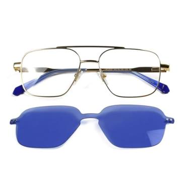 Imagem de JRLLFD Óculos de sol polarizados magnéticos de liga metálica, masculinos, com clipe magnético para mulheres (óculos azuis)