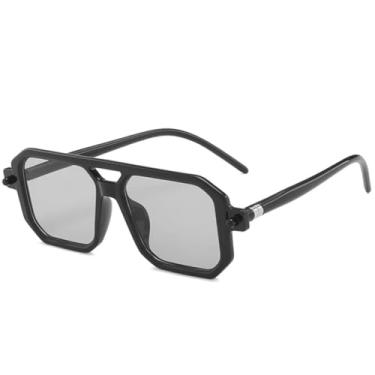 Imagem de Óculos de sol Twin Bridge de armação grande, feminino, masculino, luxuoso, para pesca ao ar livre, para dirigir, UV400 (preto, cinza claro)