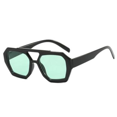 Imagem de Óculos de Sol Femininos com Ponte Dupla em Cores Vibrantes, Proteção UV400 e Design Masculino para Esportes ao Ar Livre, Corrida e Ciclismo, nas cores Preto e Verde.