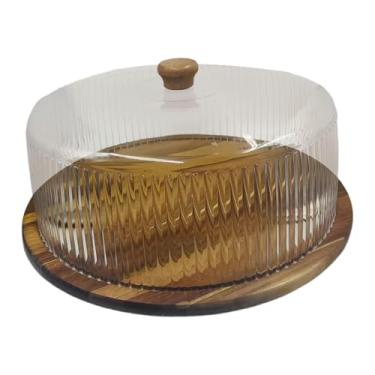 Imagem de FytStycale Suporte para Bolo com Tampa, Bandeja de Servir, Utensílio de Mesa, Suporte Redondo para Cupcakes, Apresentação de Mesa de Sobremesas para Festas E Fes, 34cm X 34cm X 16cm