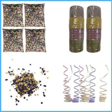 Imagem de Mega kit carnaval 4 pacotes confete e 2 tubos serpentina - Abre Alas