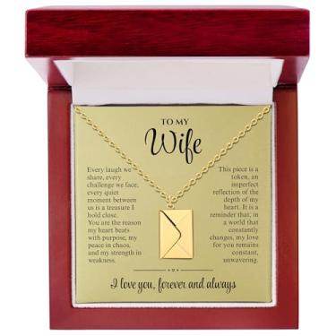 Imagem de SHINYY Colar envelope de carta de amor para mulheres, aço inoxidável, mensagem secreta, presente com medalhão gravado, pingente de joias para casais e família, Standard, Aço inoxidável, Sem Pedra