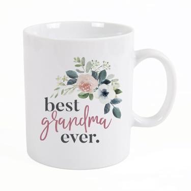 Imagem de Caneca de café de cerâmica de porcelana brilhante Best Grandma Ever floral rosa 425 g