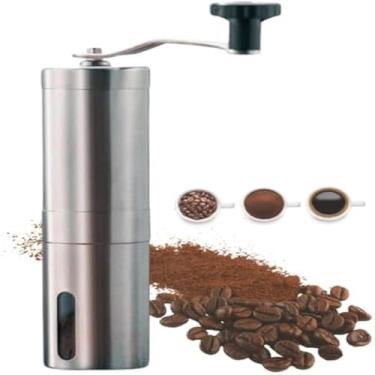 Imagem de Moedor de cafe manual, graos frescos, aco inoxidavel e ceramica, marrom e resistente