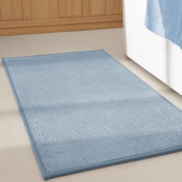 Imagem de GRANNY SAYS Tapetes de banheiro azuis, tapete de banheiro de chenille macio, tapetes de banho absorventes 50,8 cm x 81,3 cm, tapetes de banho pequenos antiderrapantes, lavável, secagem rápida, fino