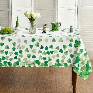 Imagem de Horaldaily Toalha de mesa retangular para Dia de São Patrício 152 cm x 354 cm, estampa verde amor, estilo aquarela, lavável, sazonal, para decoração de festa, piquenique, jantar