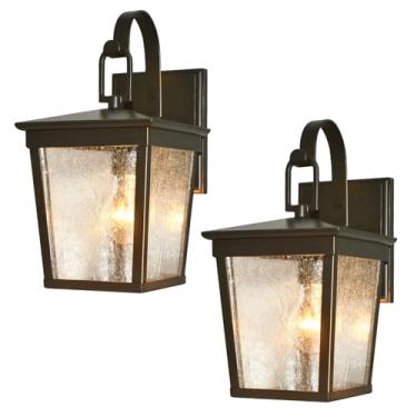 Imagem de ALVIME LIGHTING Luminária De Parede Externa Alvime, Arandela À Prova D'Água E Para Todas As Condições Climáticas, Lanternas Externas, Varanda, Entrada, Quintal, Pátio, Garagem, Bronze Antigo Vidro T